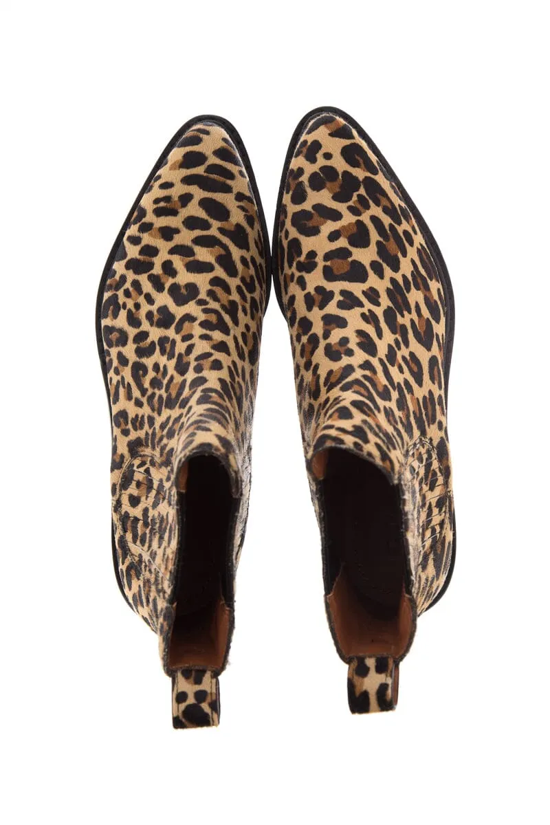 Coach Brown Pony Hair Cheetah Print Pointed Toe Booties SZ 6