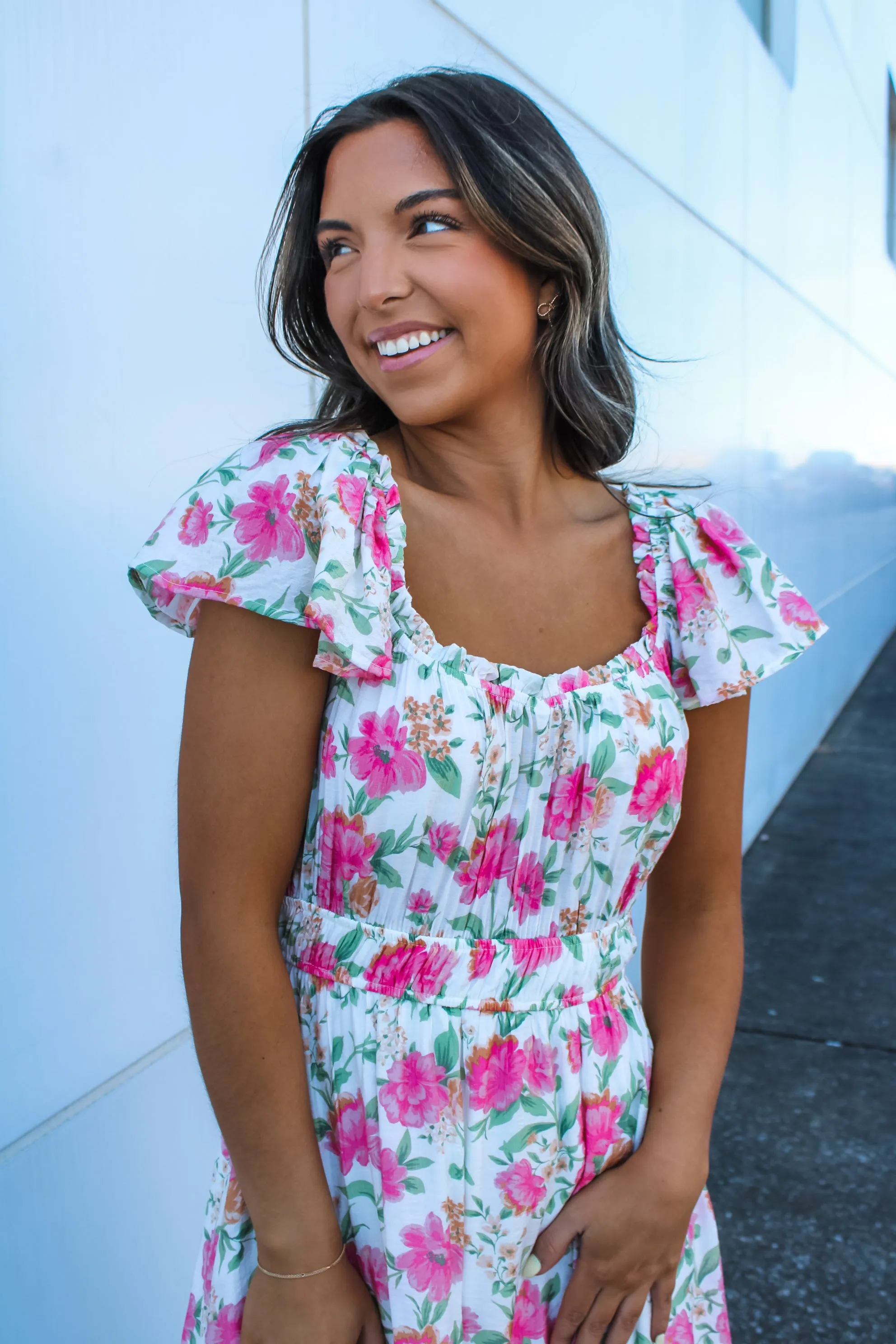 Daffodil Delight Ruffle Dress • Pink Floral