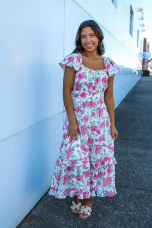 Daffodil Delight Ruffle Dress • Pink Floral
