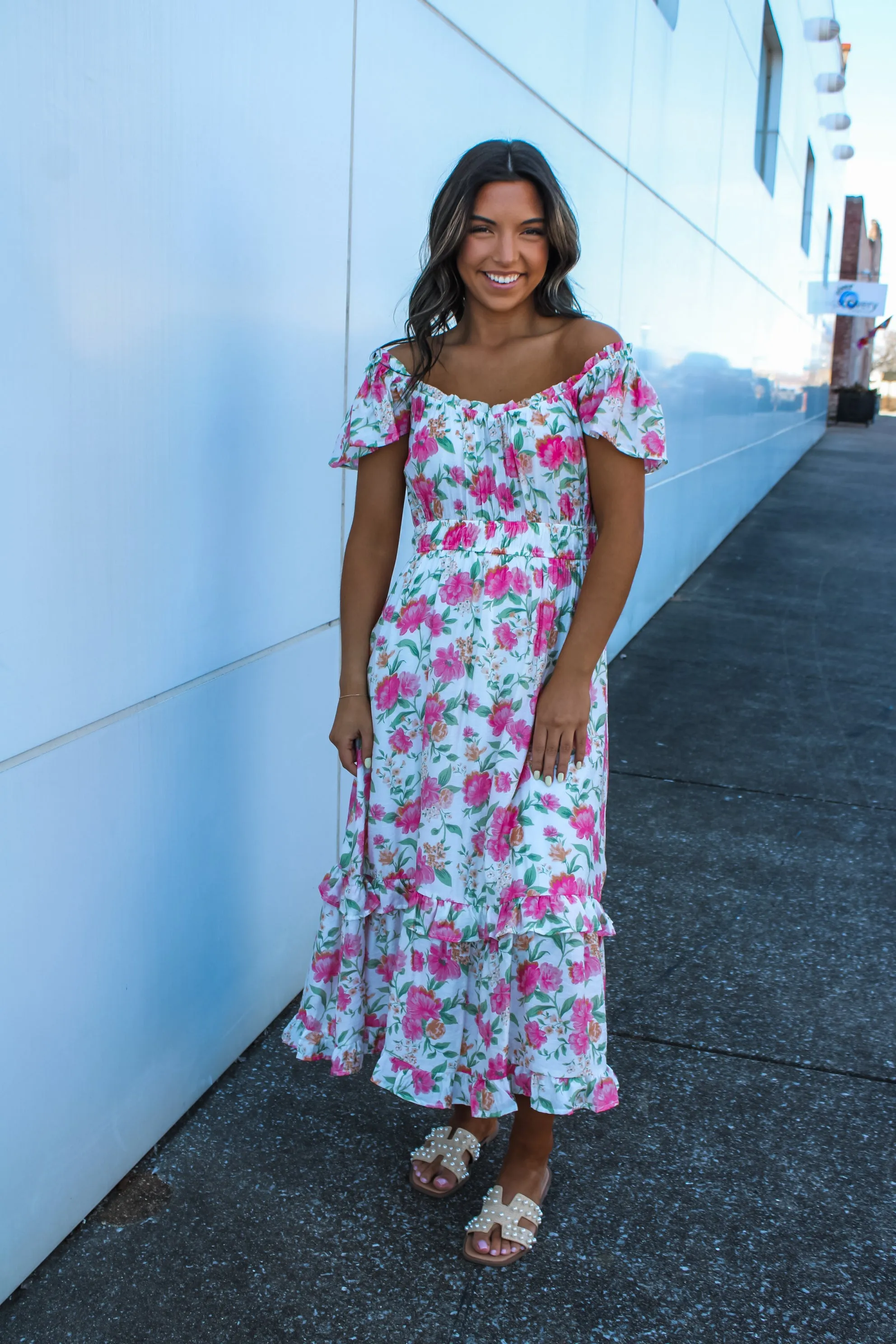 Daffodil Delight Ruffle Dress • Pink Floral