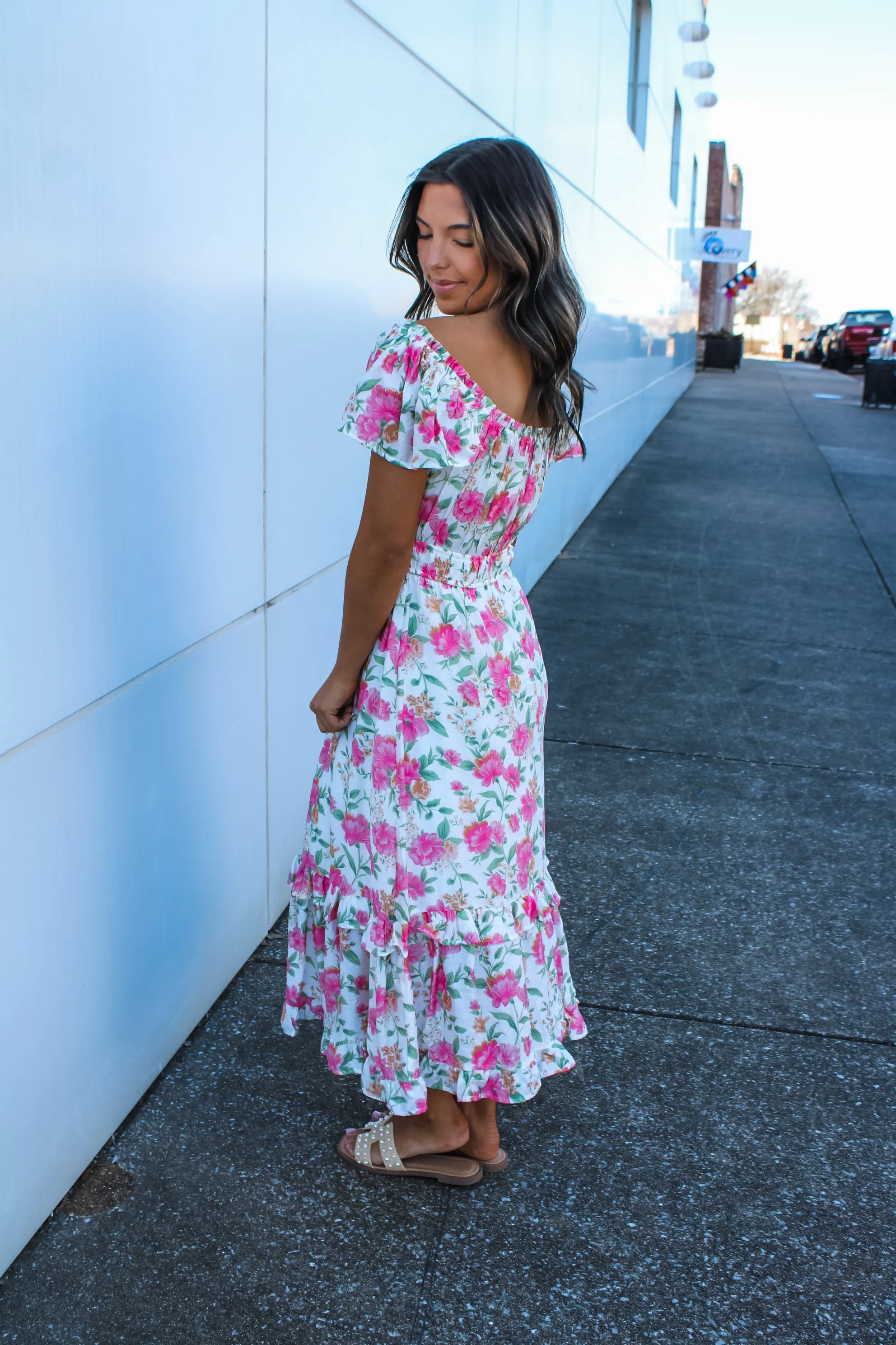 Daffodil Delight Ruffle Dress • Pink Floral