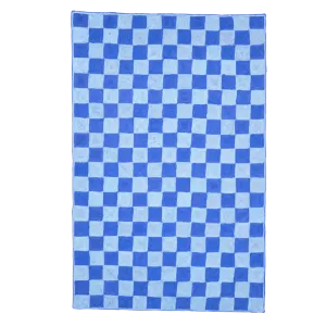 Dark Blue Checker Jute Rug