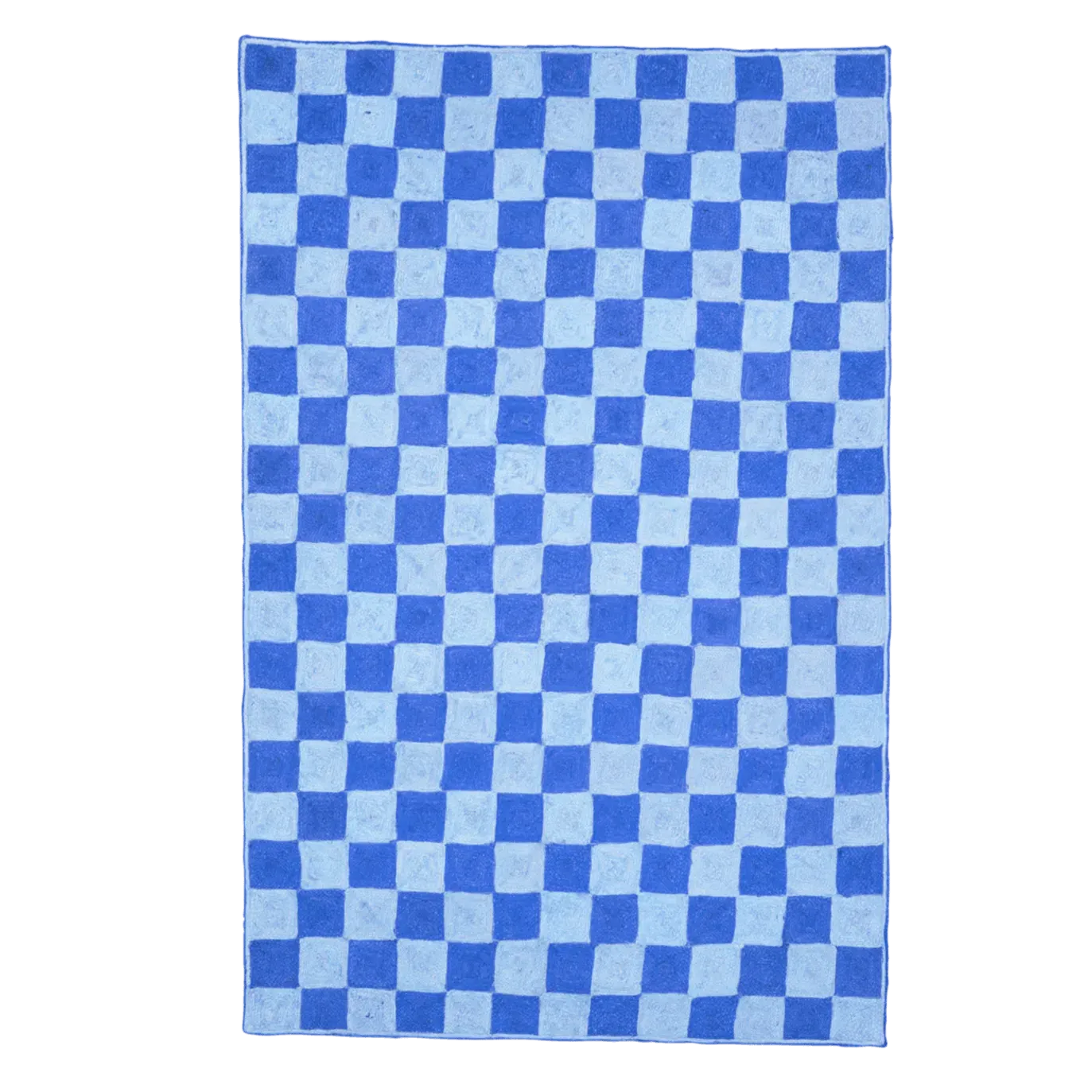 Dark Blue Checker Jute Rug