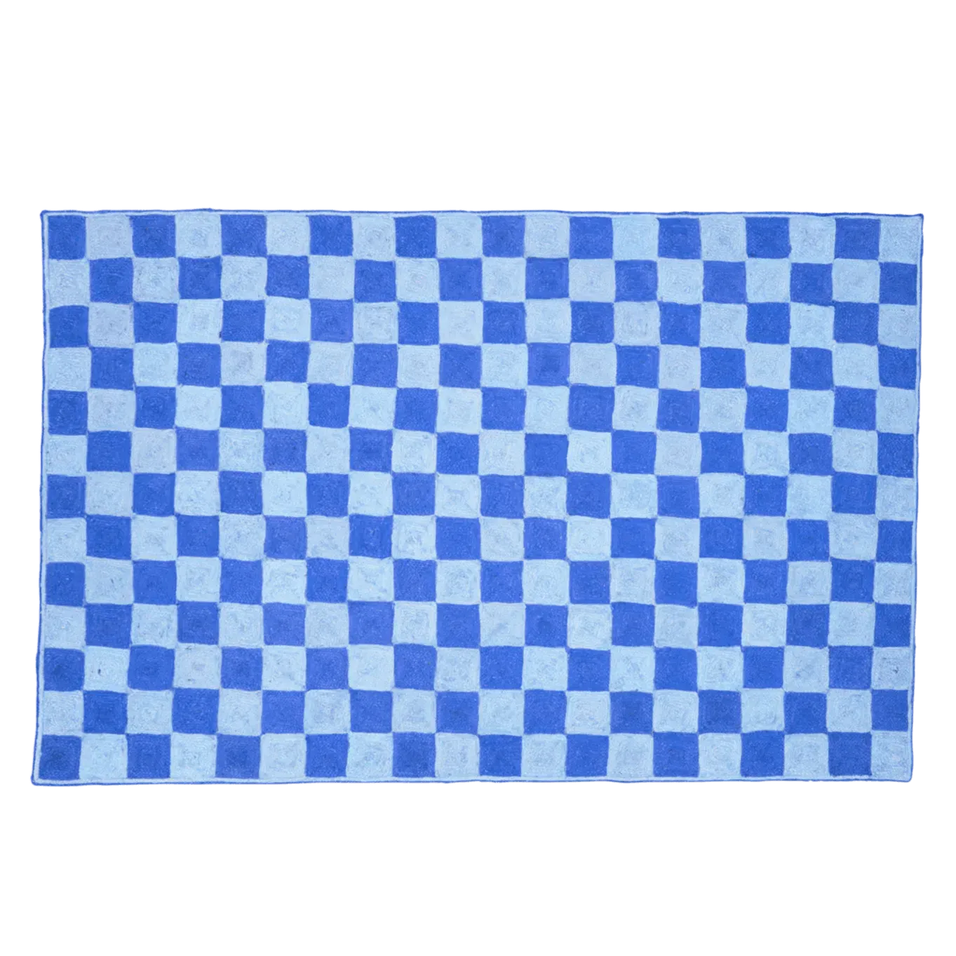 Dark Blue Checker Jute Rug
