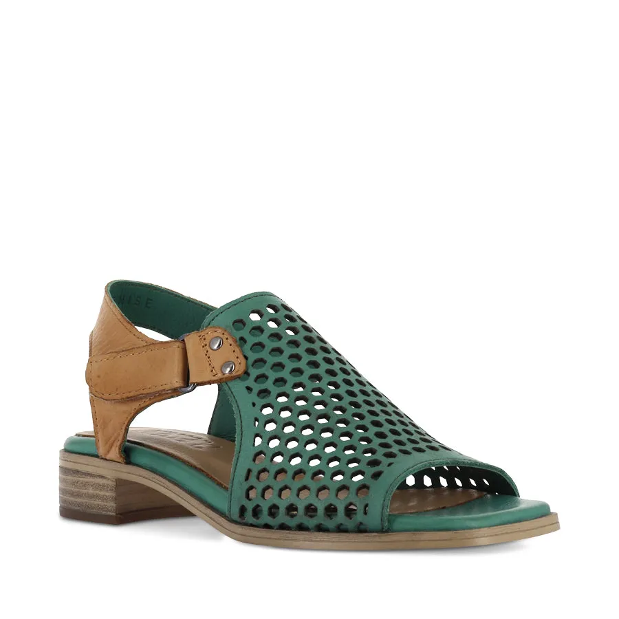 DENISE - GREEN/TAN LEATHER