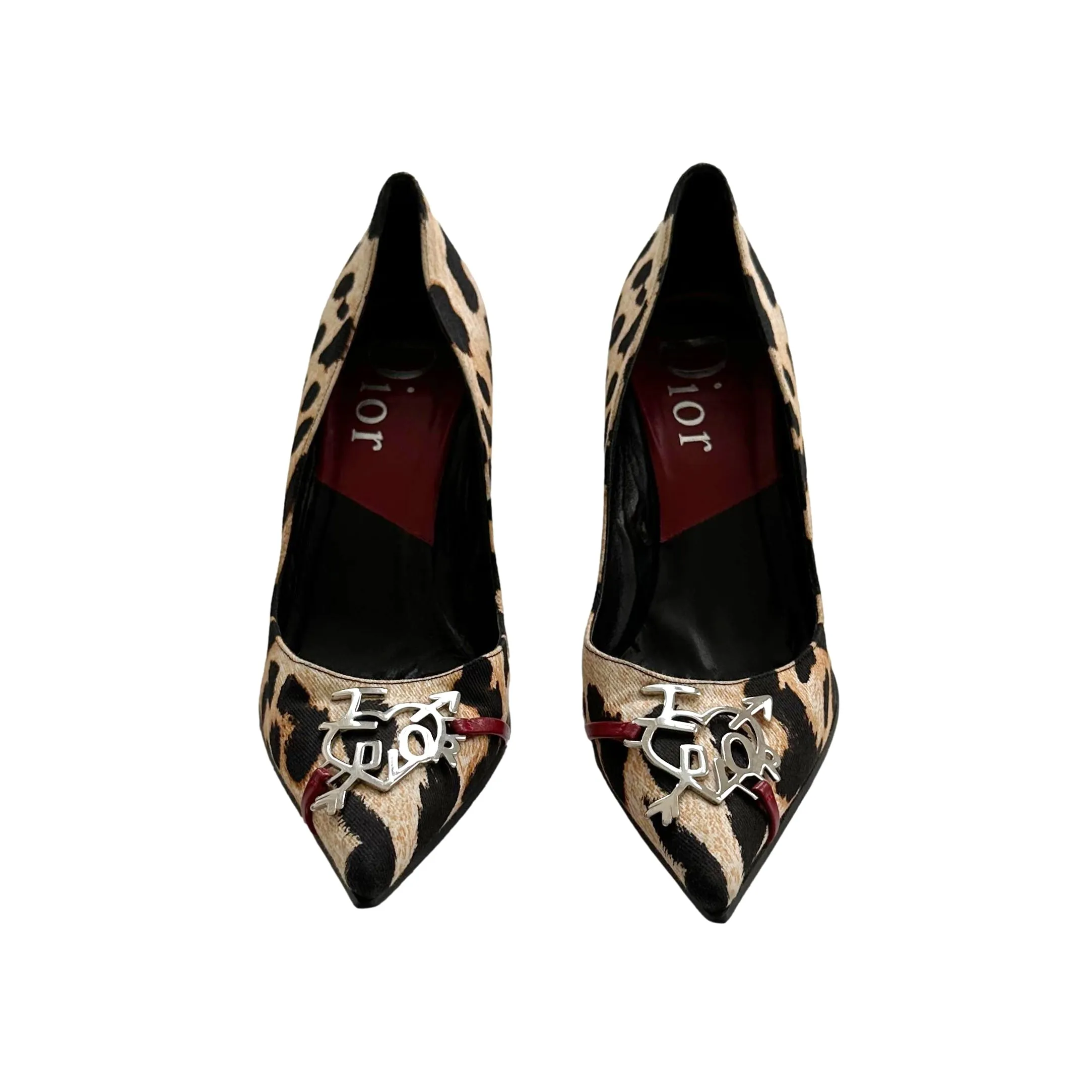 Dior Cheetah Heart Logo Heels