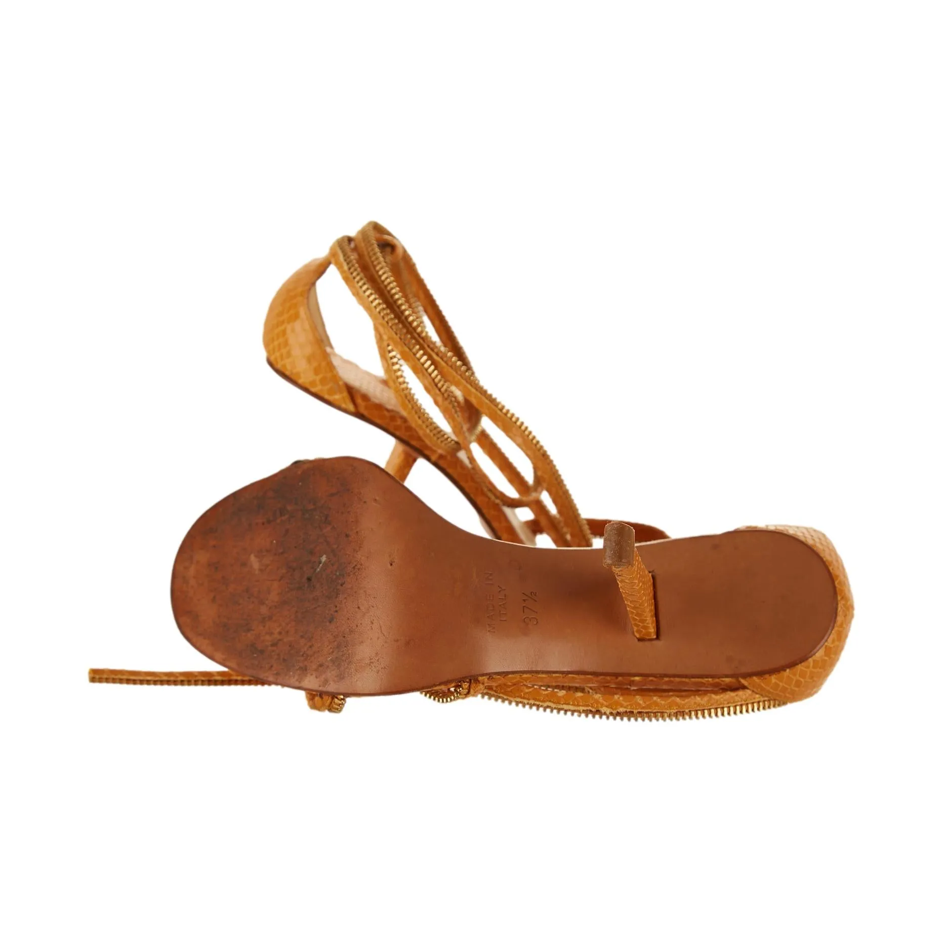 Dior Orange Snakeskin Zipper Heels