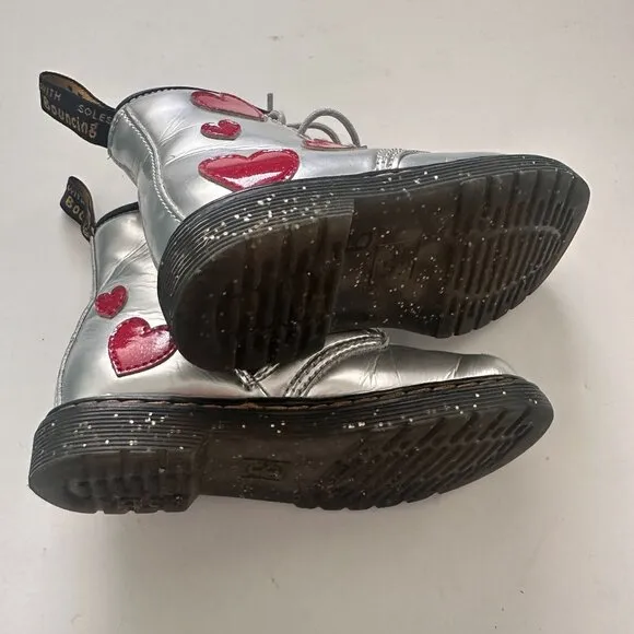 Dr. Martens Toddler 1460 GLITTER STAR PATENT LACE UP BOOTS Valentines's day 10