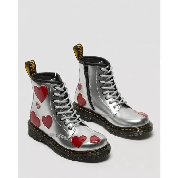 Dr. Martens Toddler 1460 GLITTER STAR PATENT LACE UP BOOTS Valentines's day 10
