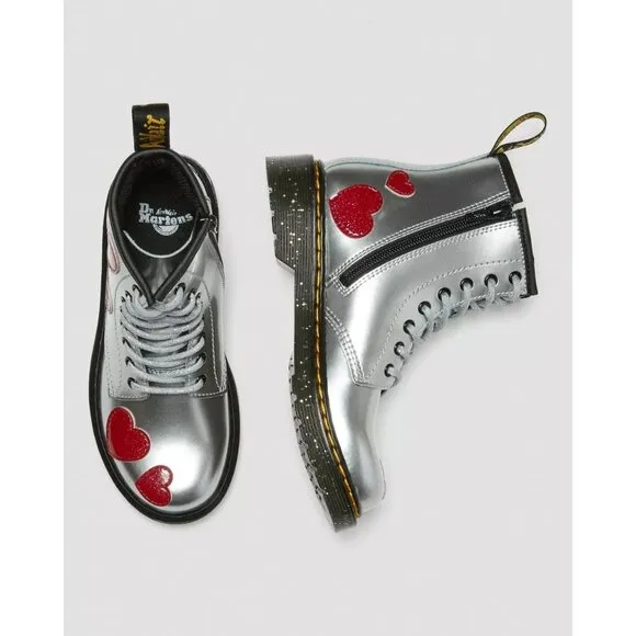 Dr. Martens Toddler 1460 GLITTER STAR PATENT LACE UP BOOTS Valentines's day 10