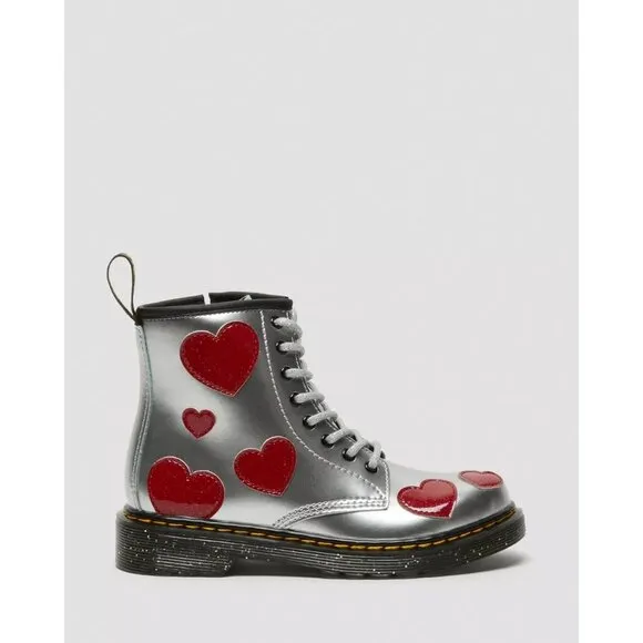 Dr. Martens Toddler 1460 GLITTER STAR PATENT LACE UP BOOTS Valentines's day 10