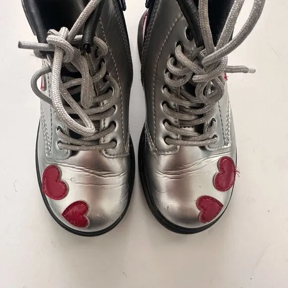 Dr. Martens Toddler 1460 GLITTER STAR PATENT LACE UP BOOTS Valentines's day 10