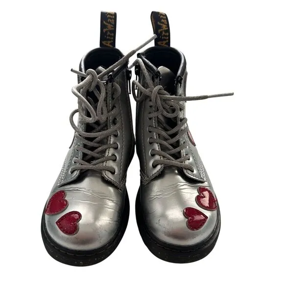 Dr. Martens Toddler 1460 GLITTER STAR PATENT LACE UP BOOTS Valentines's day 10