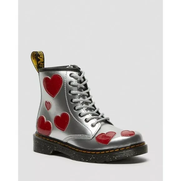 Dr. Martens Toddler 1460 GLITTER STAR PATENT LACE UP BOOTS Valentines's day 10