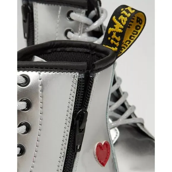 Dr. Martens Toddler 1460 GLITTER STAR PATENT LACE UP BOOTS Valentines's day 10