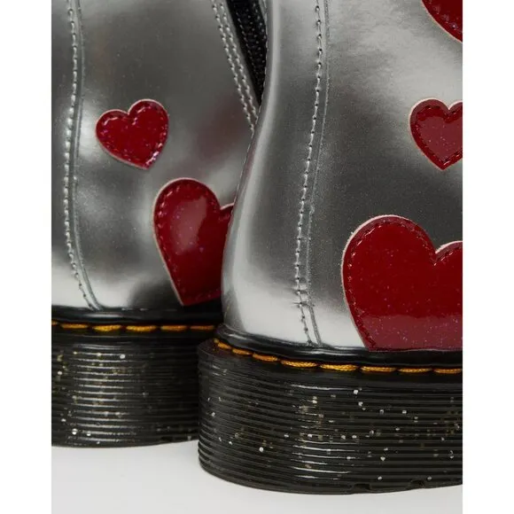 Dr. Martens Toddler 1460 GLITTER STAR PATENT LACE UP BOOTS Valentines's day 10