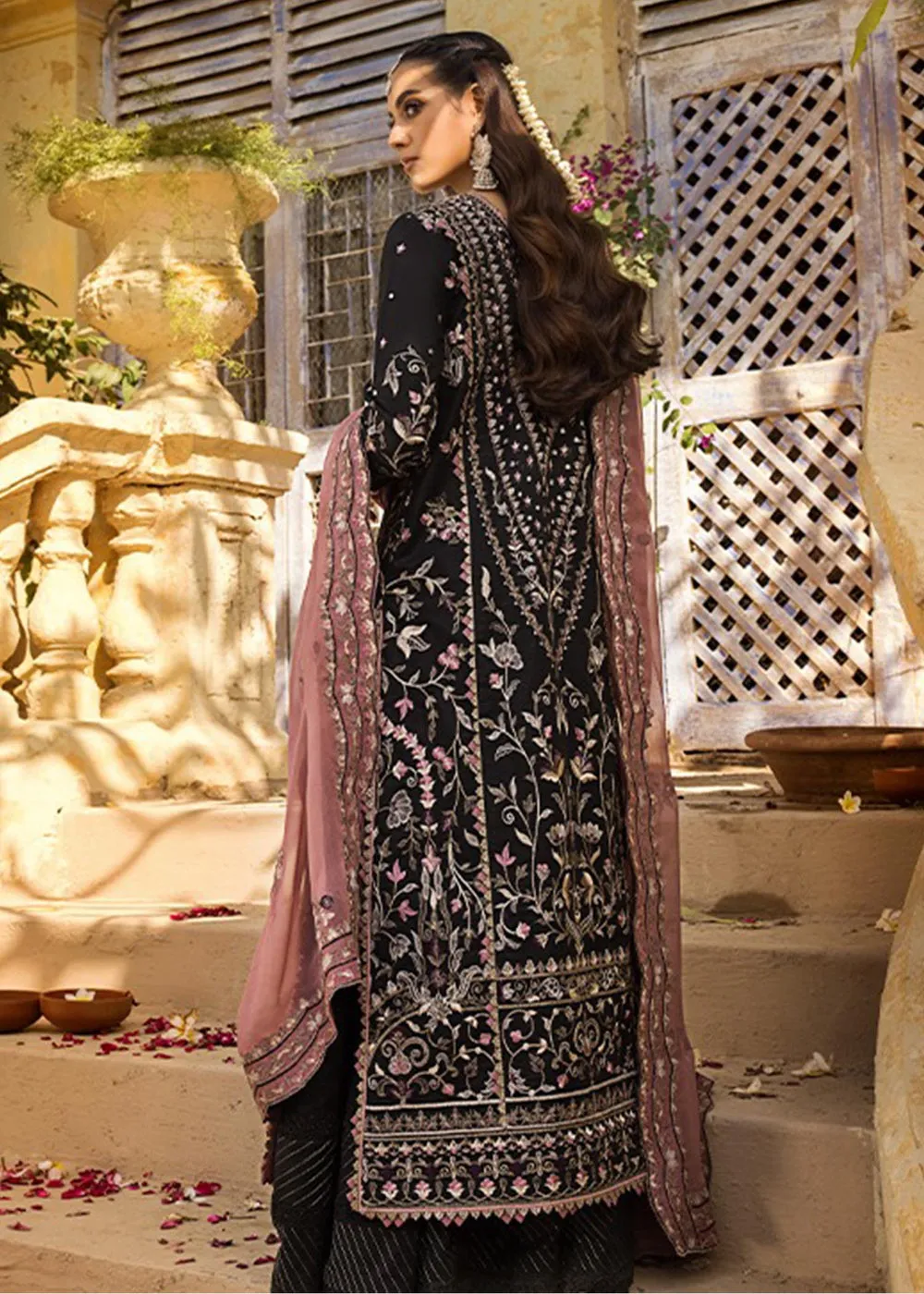 Embellished Black Kameez Salwar Pakistani Party Wear