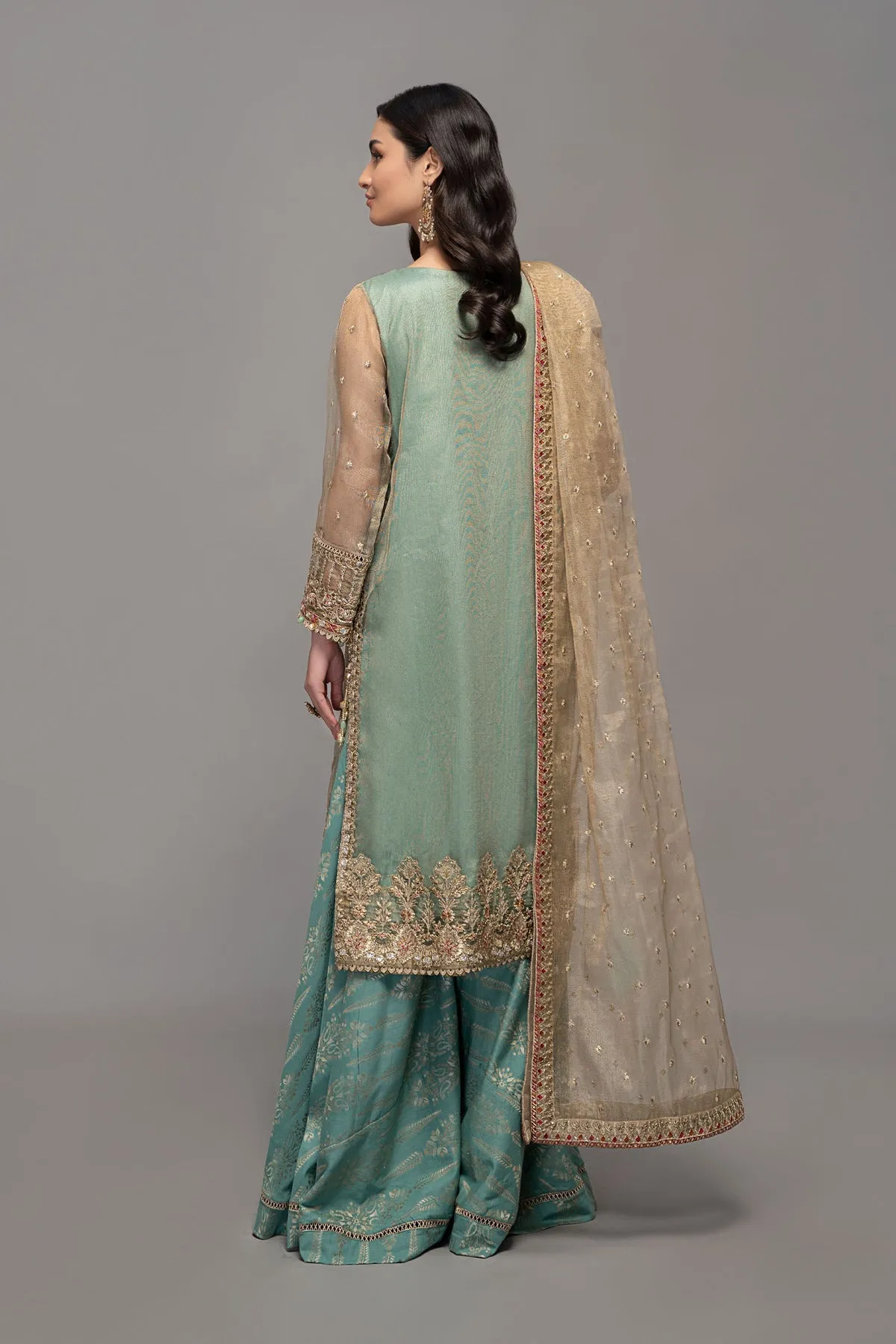 Embellished Ferozi Salwar Kameez Pakistani Party Dresses