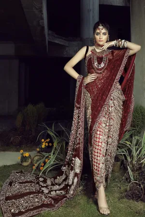 Embellished Maroon Pant Saree for Wedding Party #BN1278