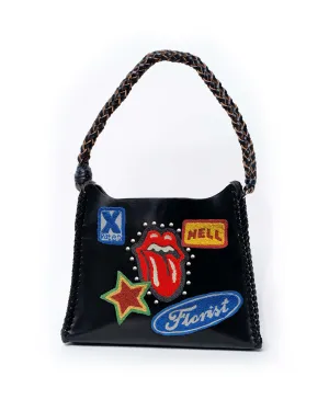 Embroidered multi patch Pyramid Bag