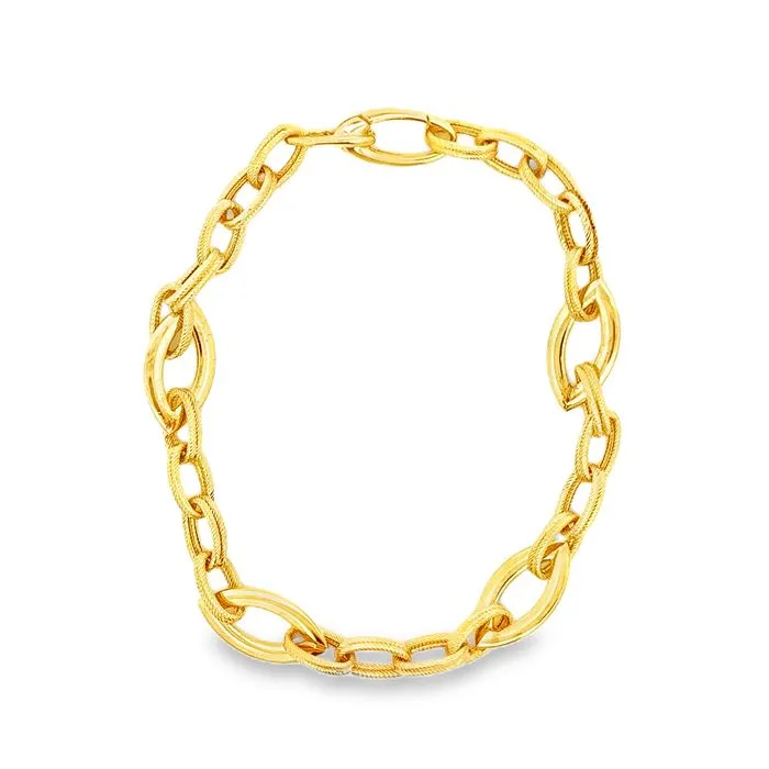 Estate Oval Link Bracelet in 14K Yellow Gold