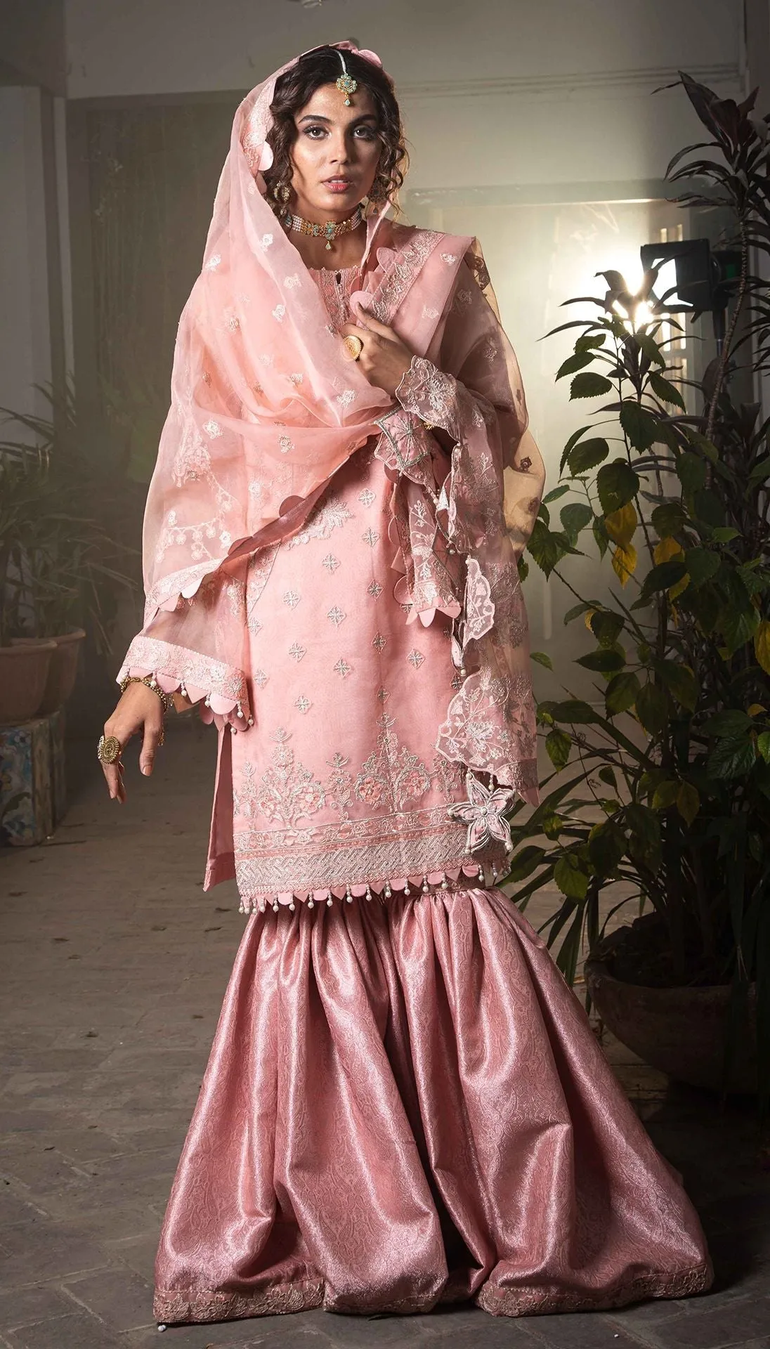 Fancy Gharara Dress Pakistani in Baby Pink Shade #PF309