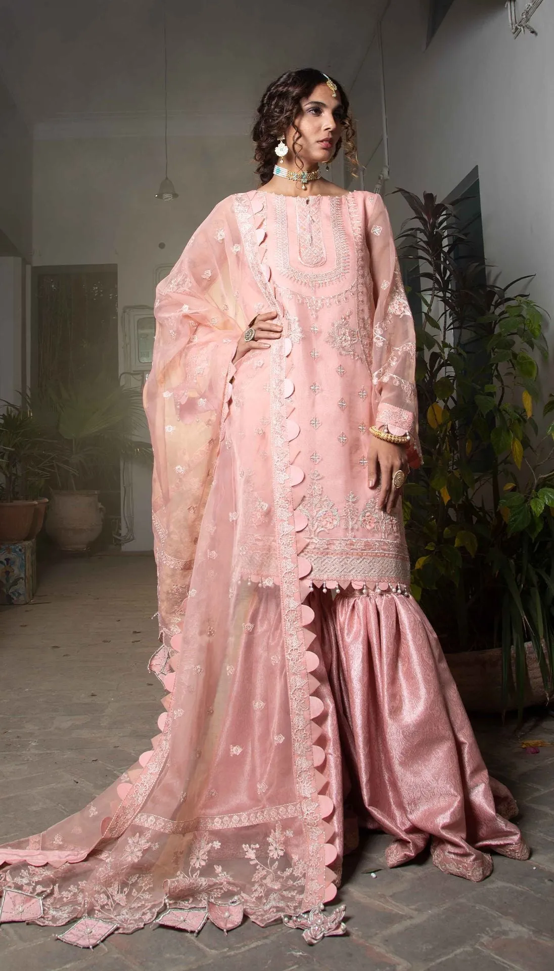 Fancy Gharara Dress Pakistani in Baby Pink Shade #PF309