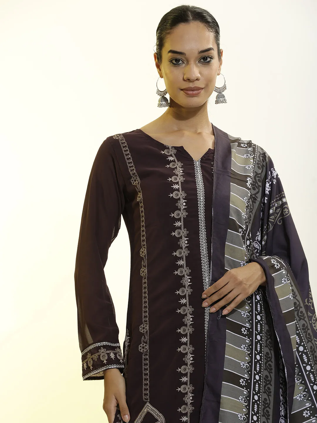 Festive Embroidered Georgette Kurta Set With Dupatta