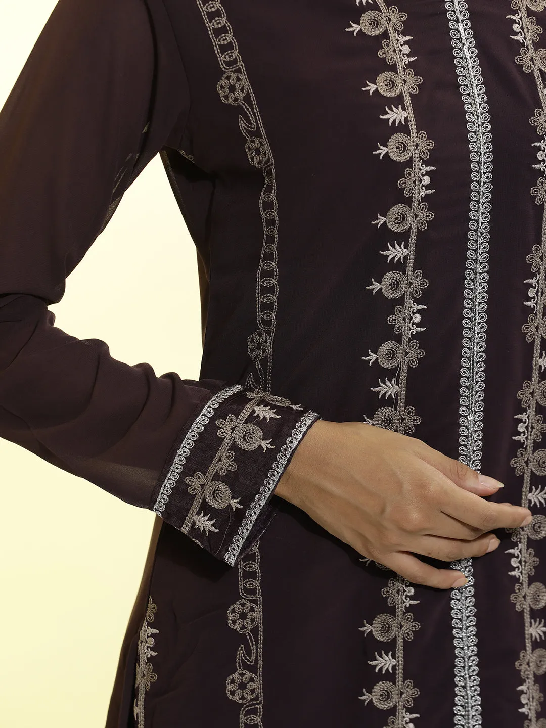 Festive Embroidered Georgette Kurta Set With Dupatta