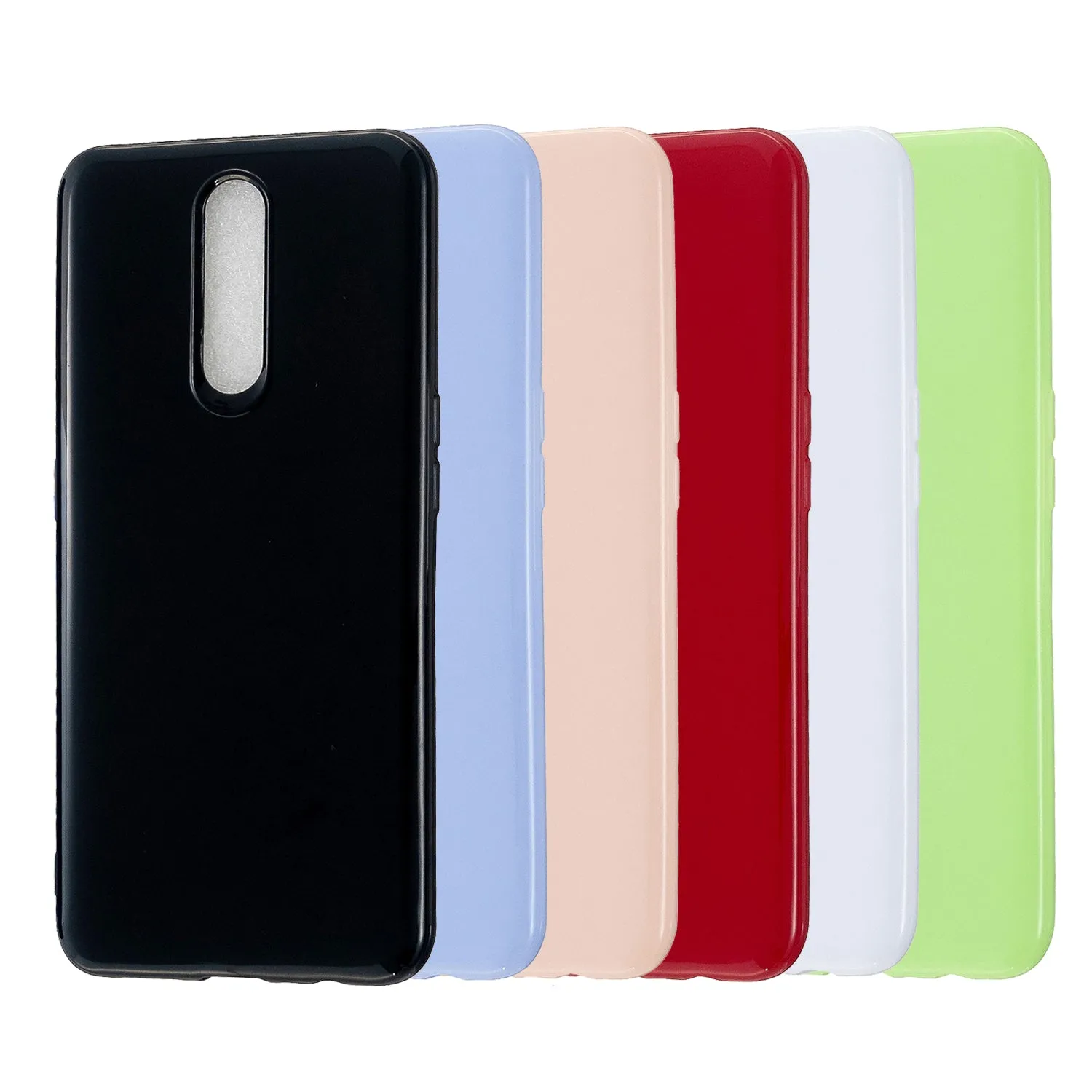 For OPPO F11/F11 Pro Cellphone Cover Glossy TPU Simple Profile Bumper Protective Mobile Phone Case Bright black