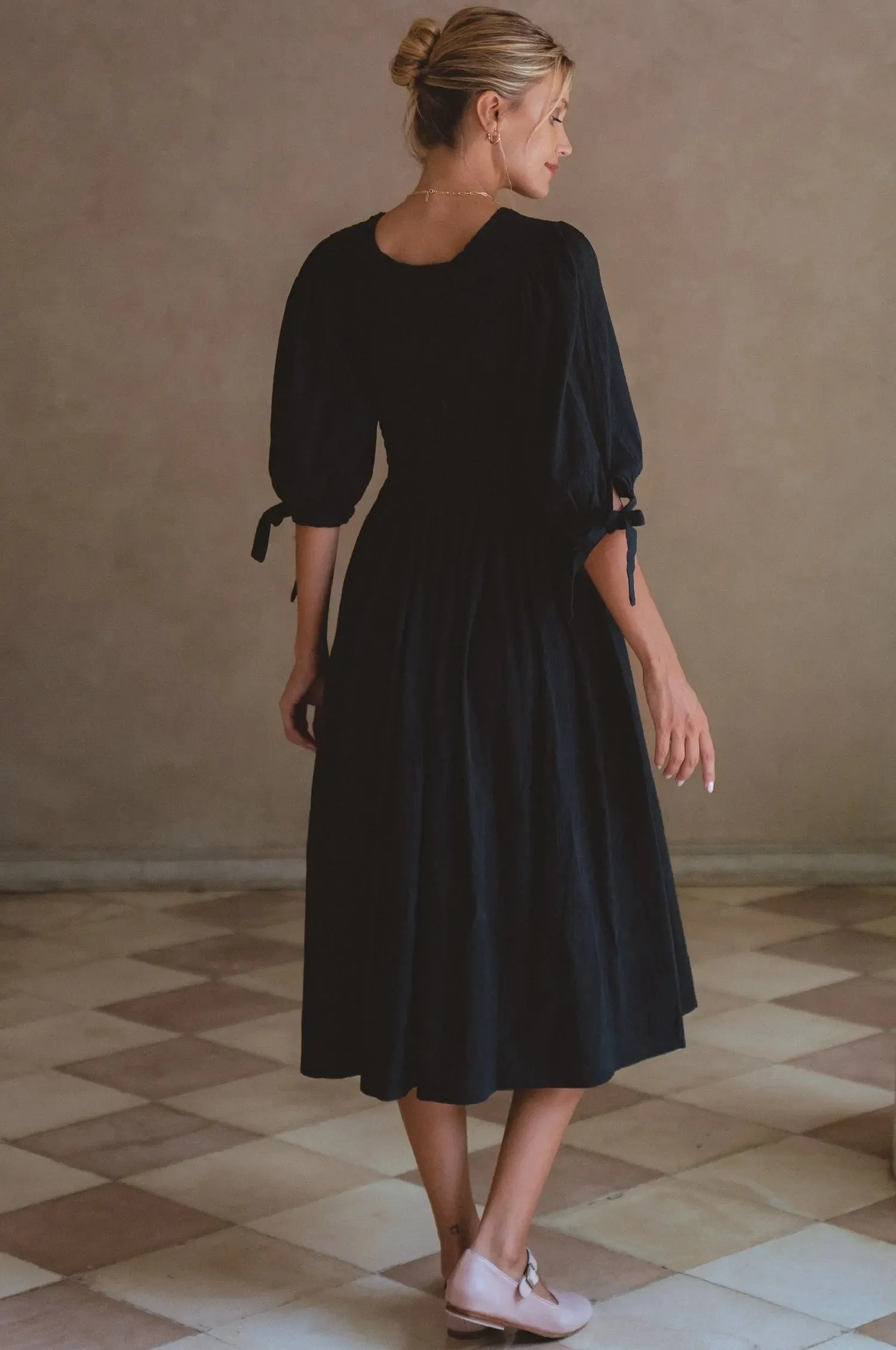Freya Smocked Linen Midi Dress by Bali ELF