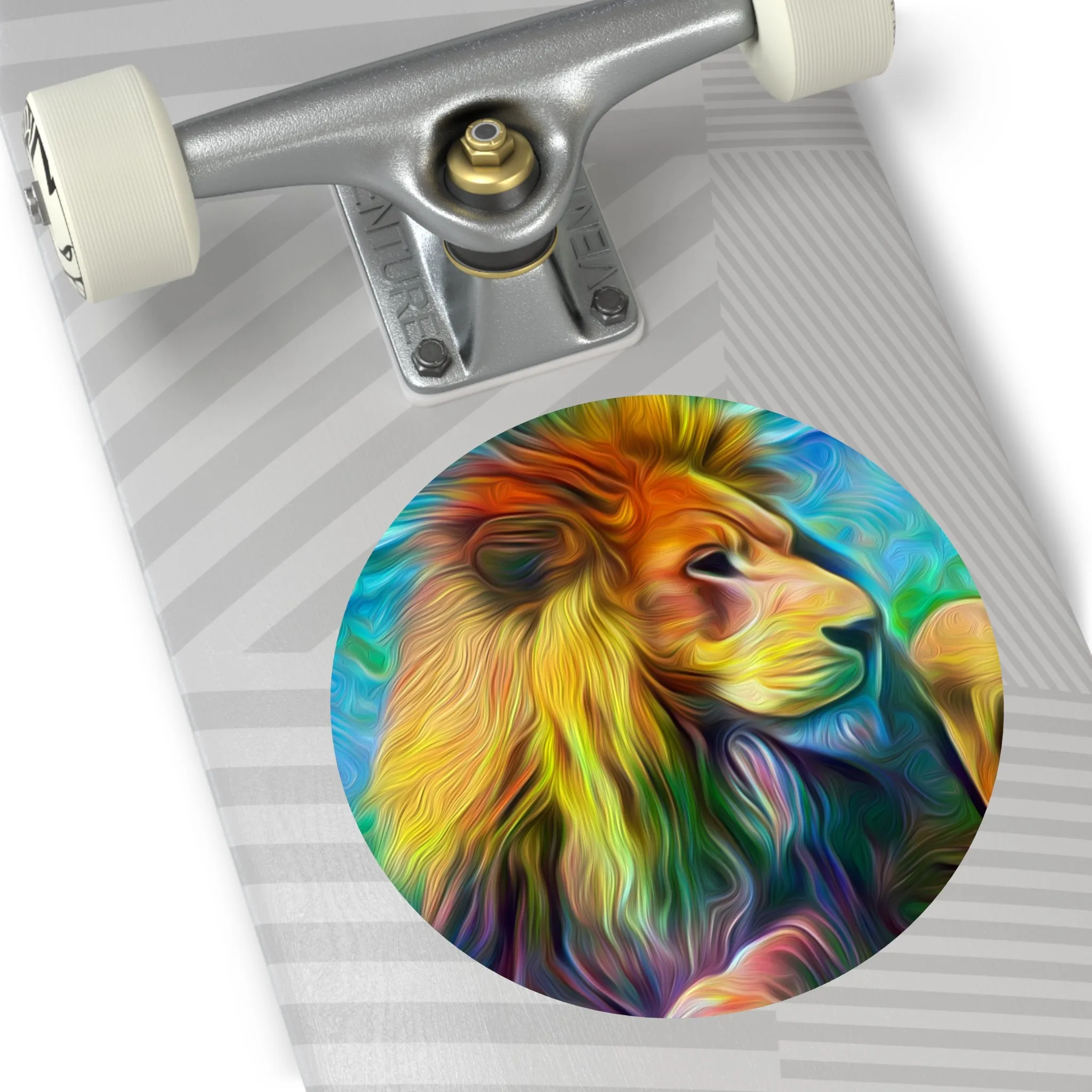 Galaxy Frog Lion Round Vinyl Stickers