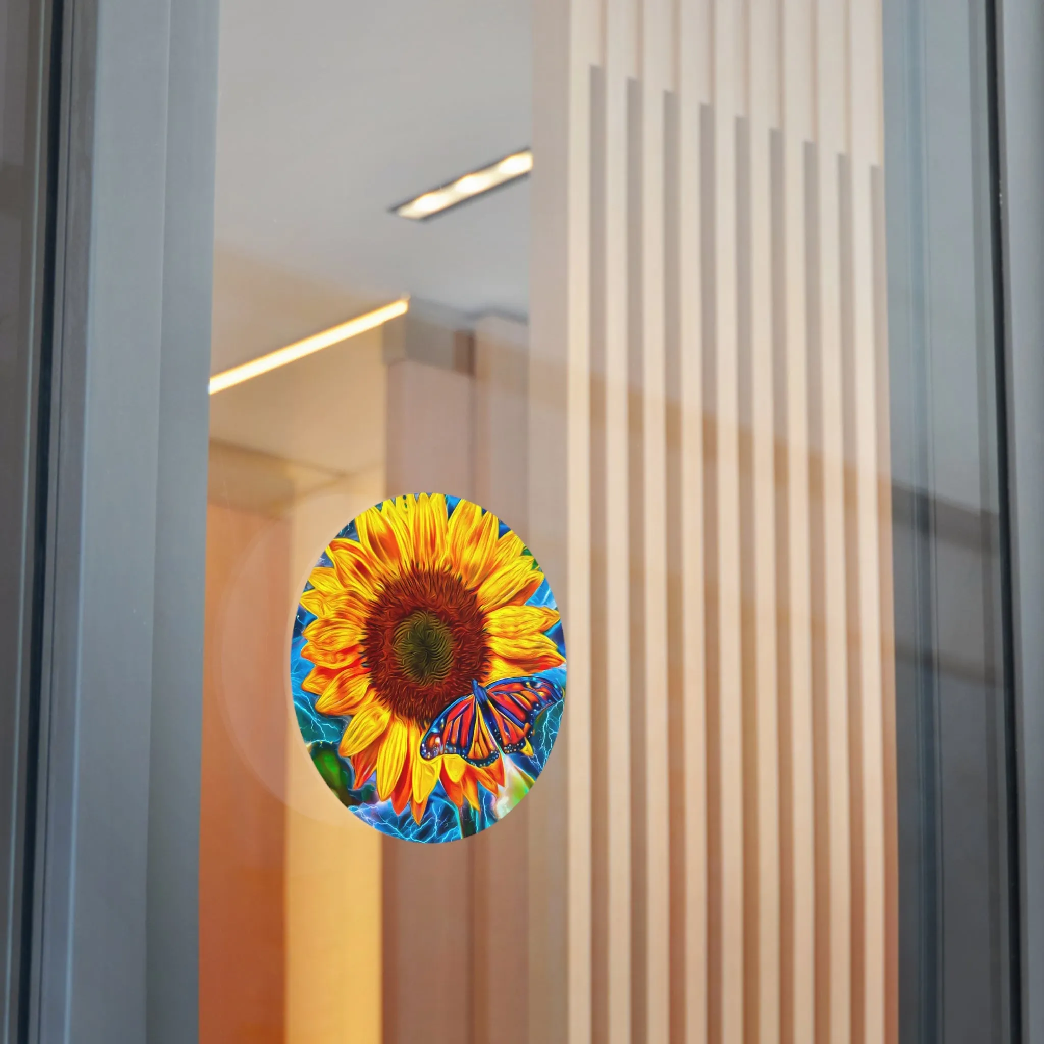 Galaxy Frog Sunflower Round Vinyl Stickers