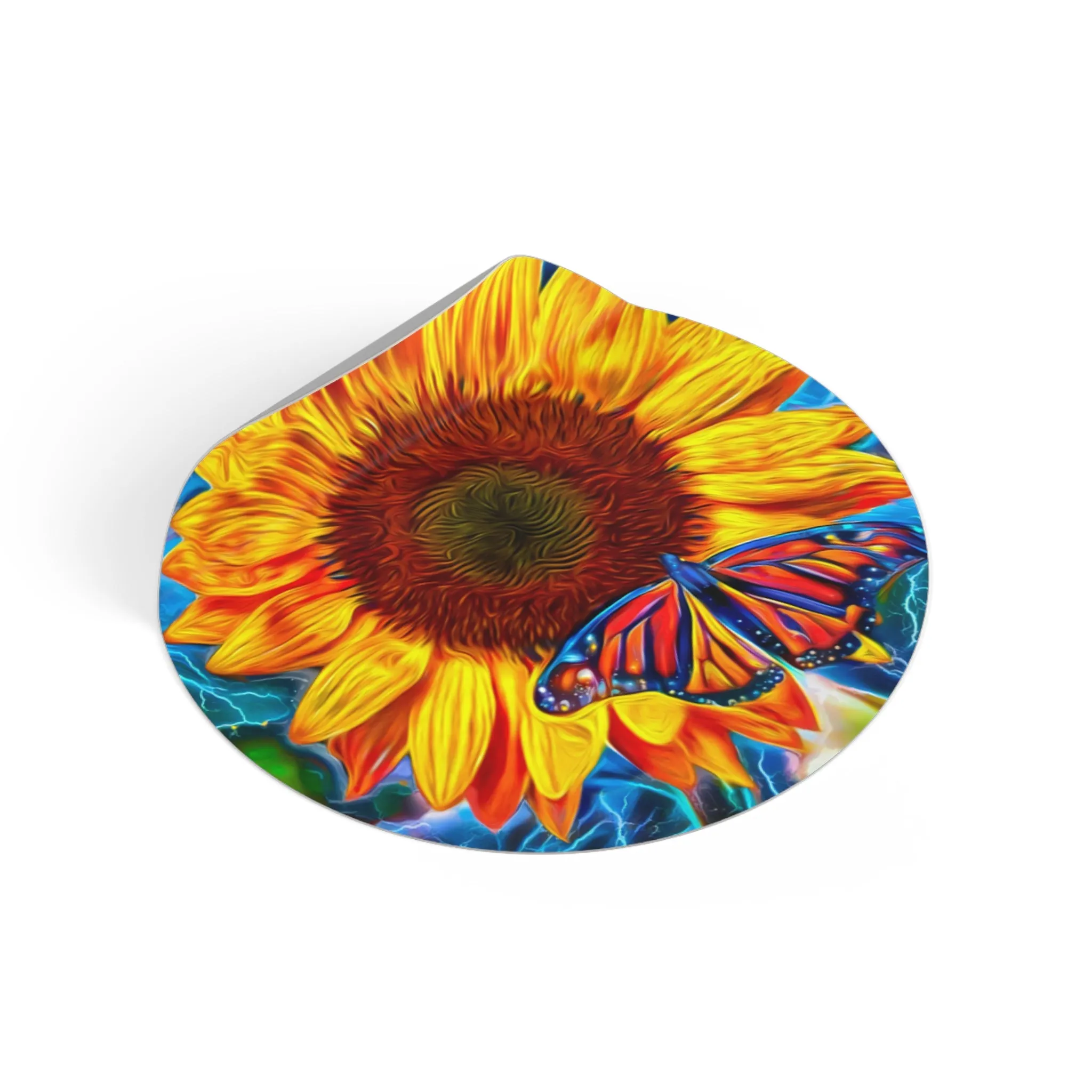 Galaxy Frog Sunflower Round Vinyl Stickers