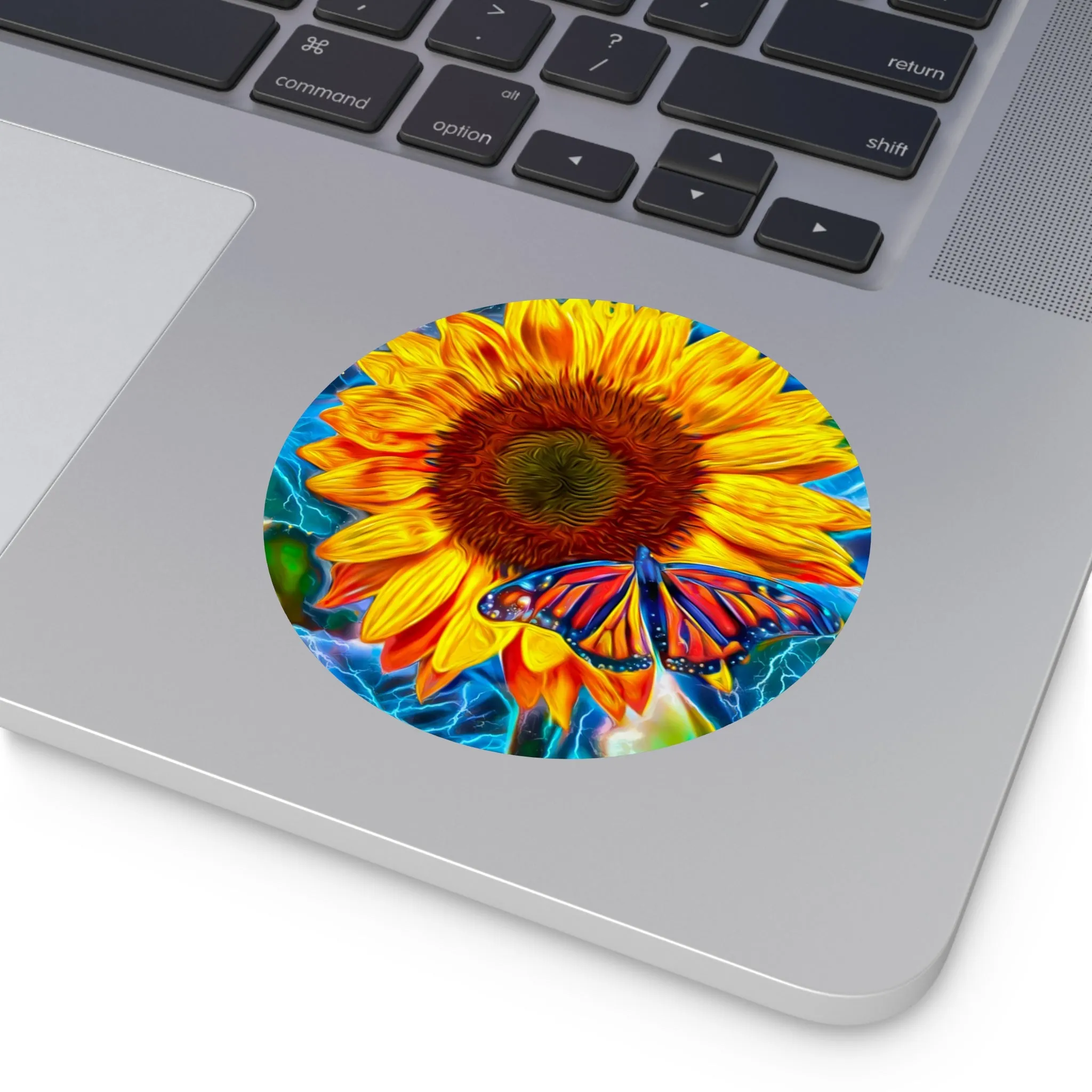 Galaxy Frog Sunflower Round Vinyl Stickers