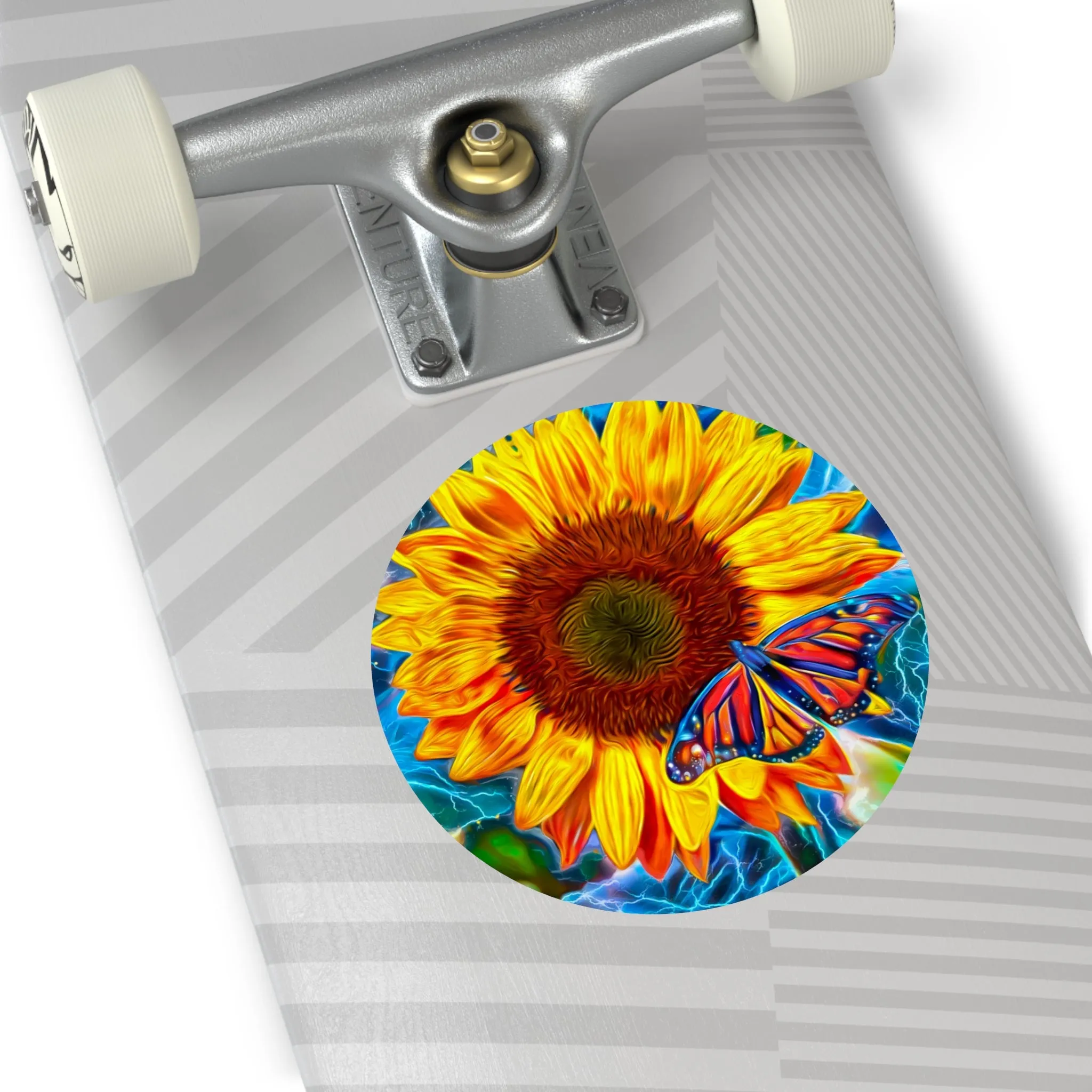 Galaxy Frog Sunflower Round Vinyl Stickers