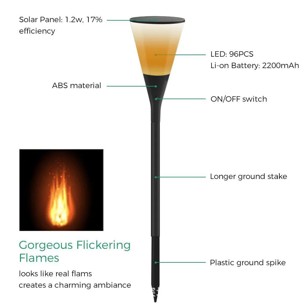 Gardi Cone Solar LED Dancing Flame Standing Classic Torch Light
