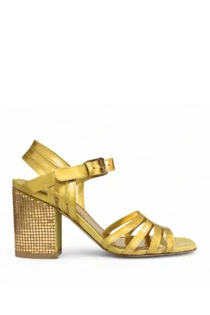Germaine Block Heel | Gold/PVC