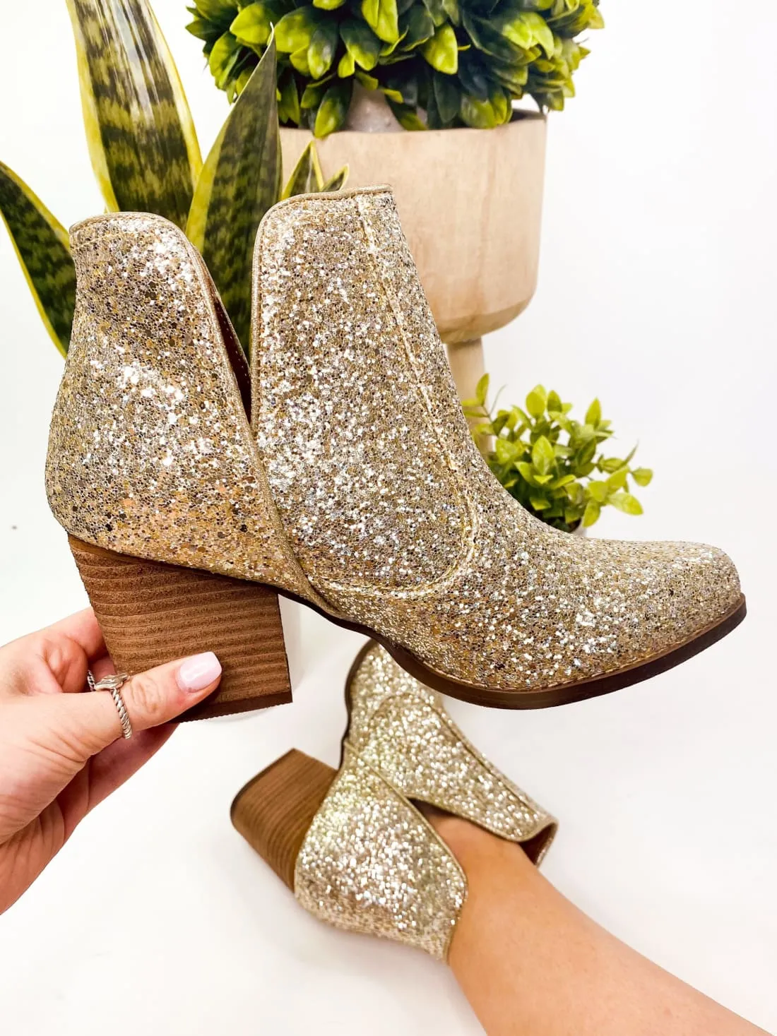 Gold Glitter Booties
