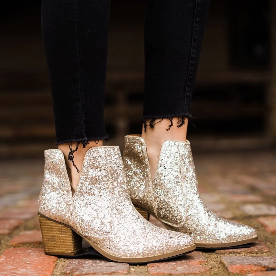 Gold Glitter Booties