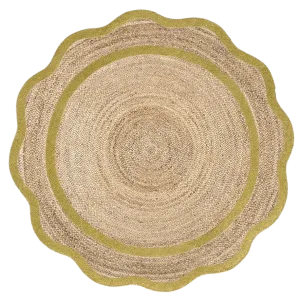 Golden Brown Cotton Scalloped Jute Round Placemats - Set of 10