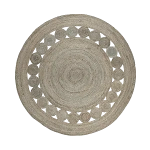 Gray Circle of Life Round Jute Rug