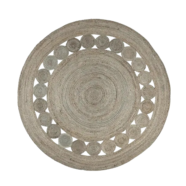 Gray Circle of Life Round Jute Rug