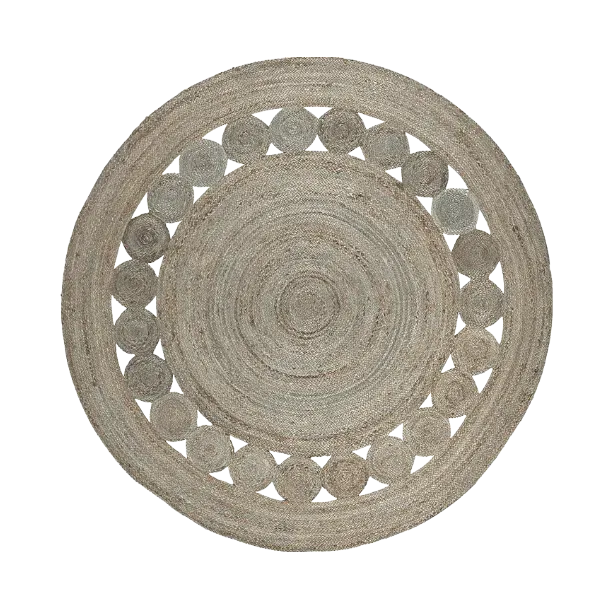 Gray Circle of Life Round Jute Rug