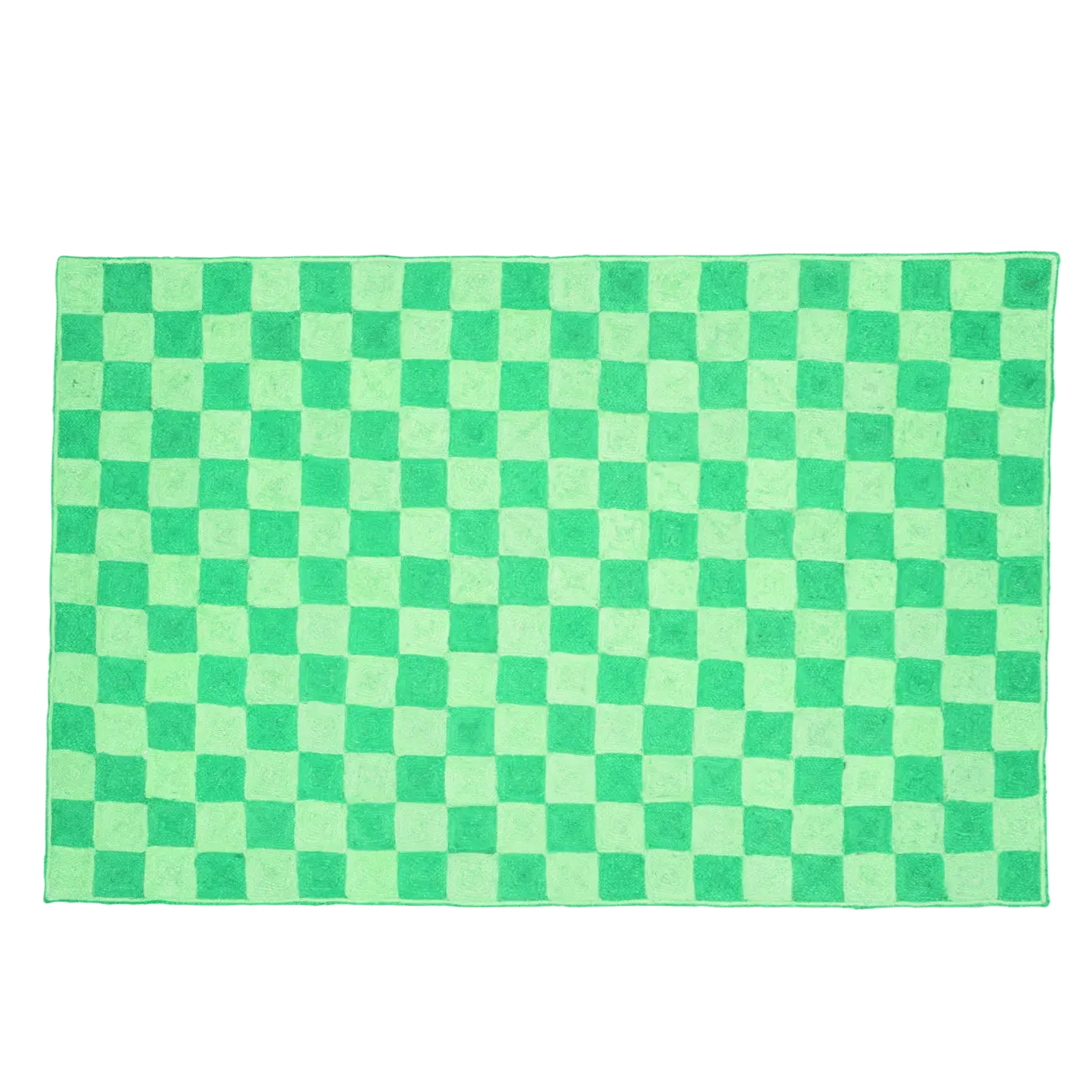 Green Checker Jute Rug