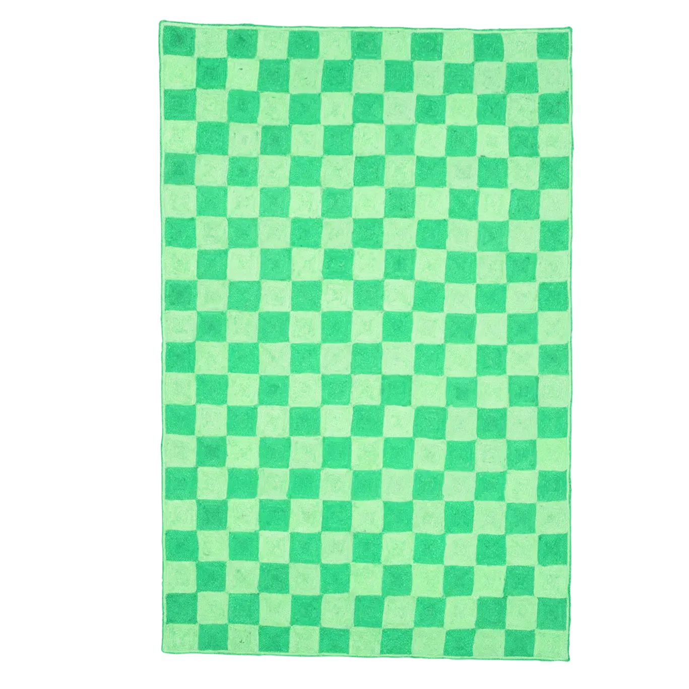 Green Checker Jute Rug