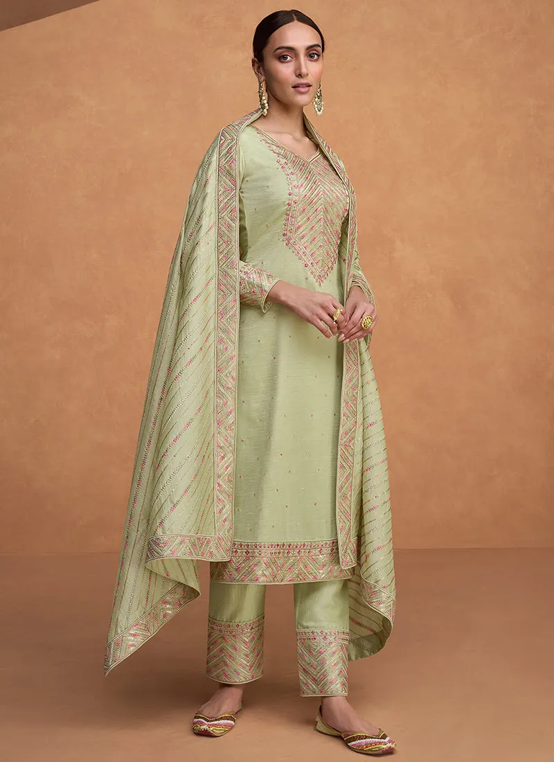 Green Kashida Embroidery Traditional Salwar Kameez