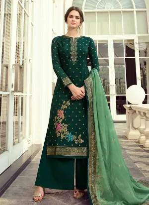 Green Multi Embroidered Palazzo Suit