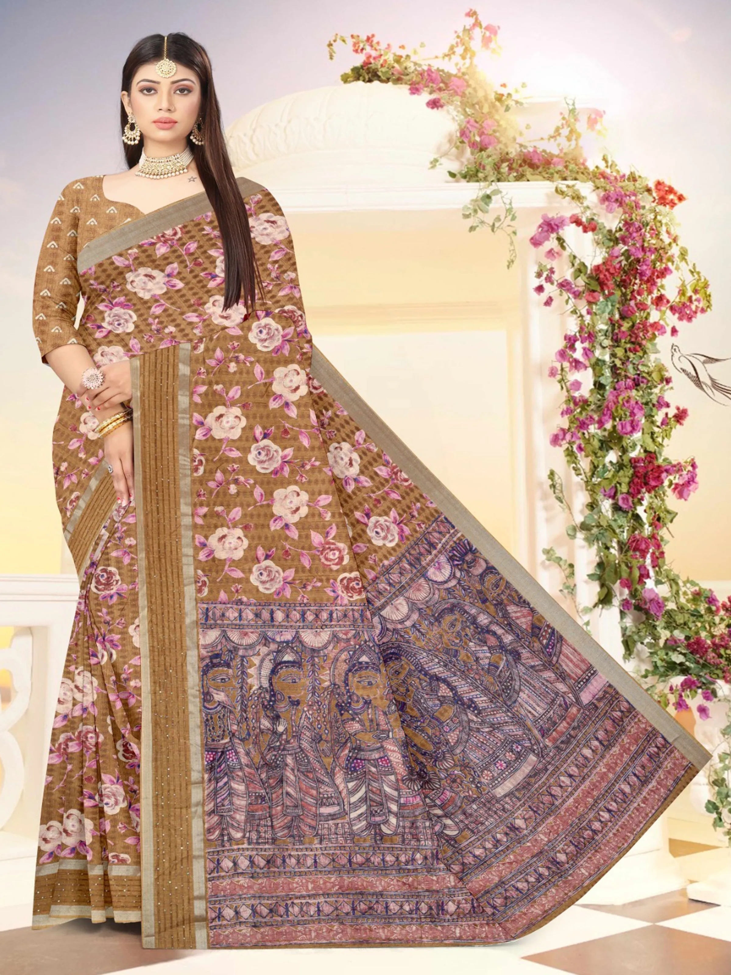 Grey Soft Jute  saree