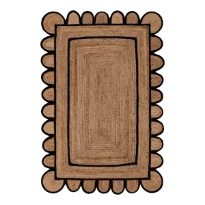 Handmade Black Scalloped Jute Rug